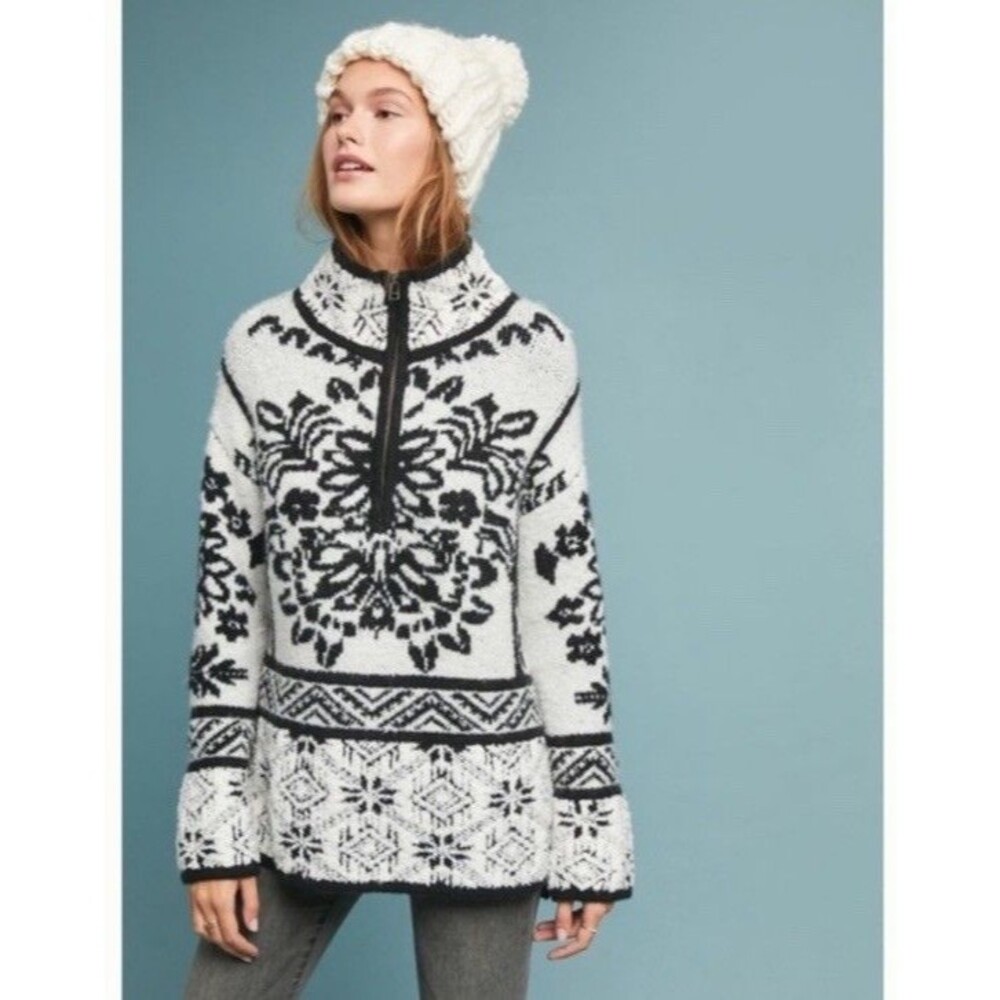 Anthropologie by MOTH Alaskan Nordic 1/2 Zip Tunic Sweater Size XS